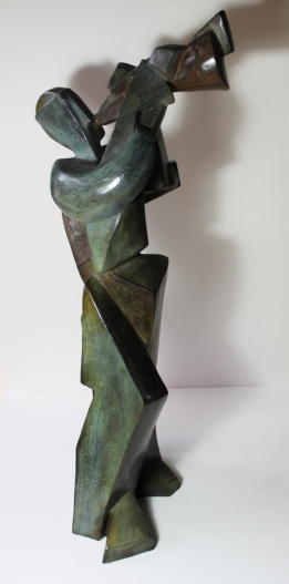 Sculpture cubisme bronze trompettiste