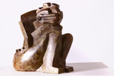 Sculpture cubisme bronze Femme assise